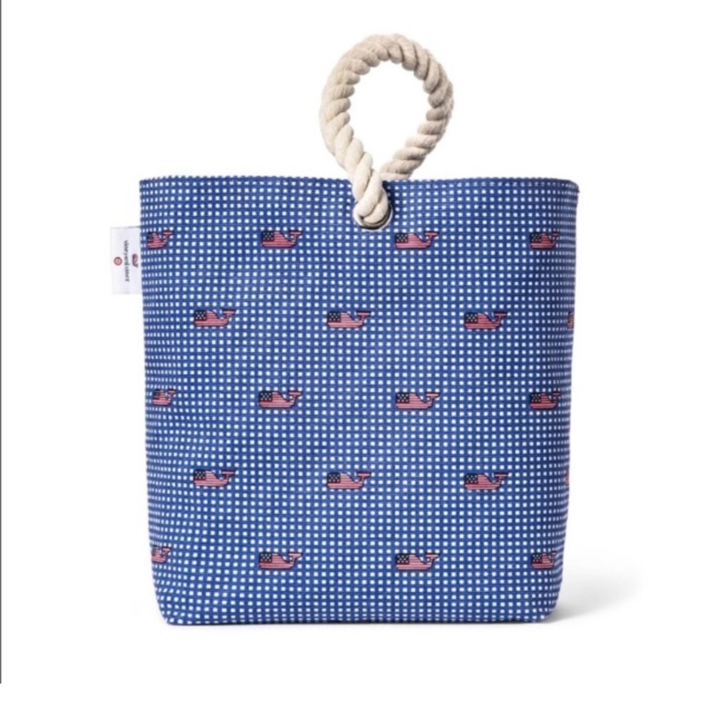 NWT vineyard vines x Target Blue and White Whale Print Wine Tote Bag